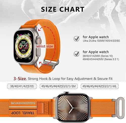 Miniatura 7 de Trail Loop para Apple Watch Band 1.929 in 1.772 in 1.614 in 1.732 in 1.575 in 1.654 in 1.496 in, correa deportiva de nailon para Apple Watch Ultra