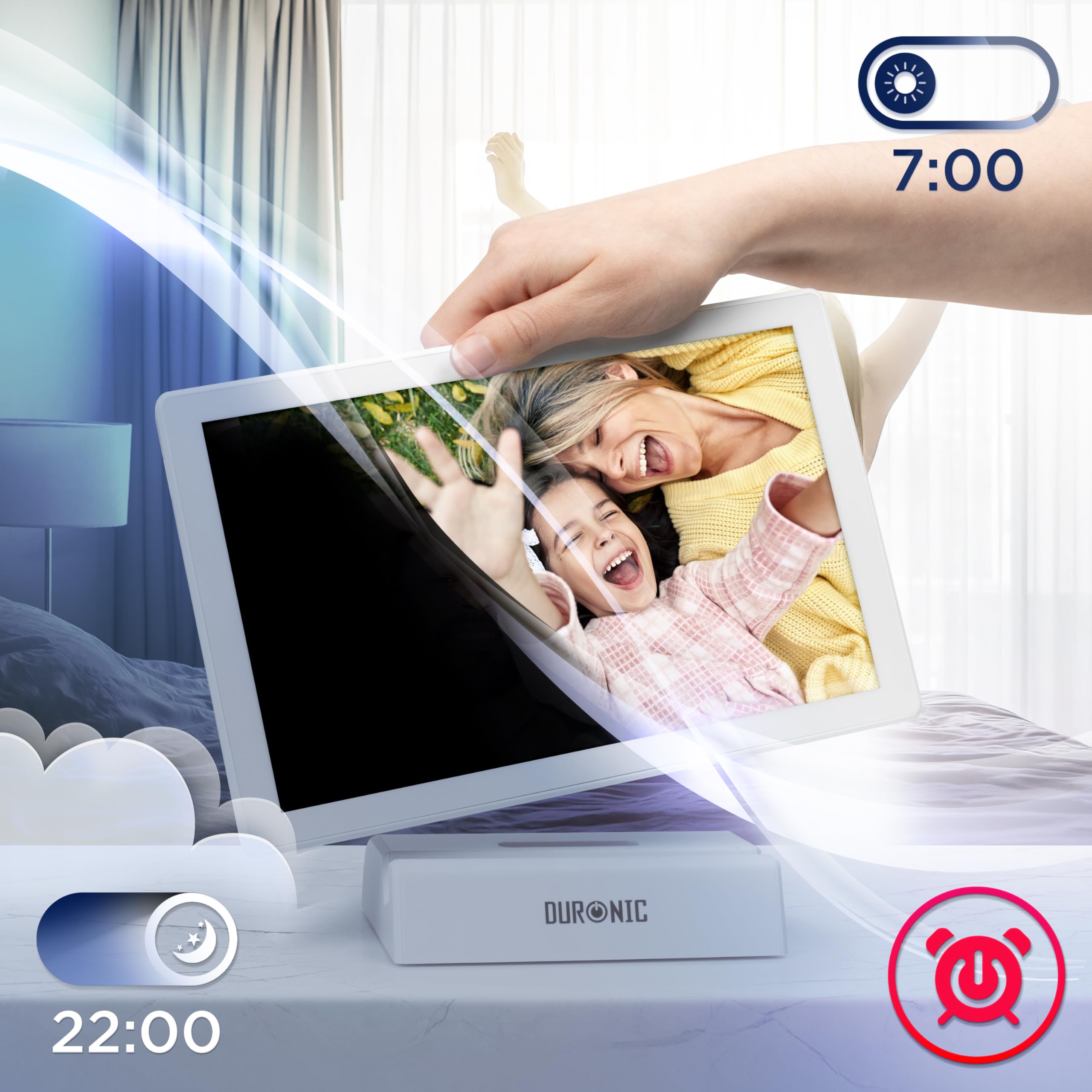 Duronic Frameo PF1D We Marco de Fotos Digital Conectado Pantalla táctil de 10,1 Pulgadas Reproductor de Fotos y vídeos de Alta resolución 1280 x 800 píxeles Memoria 32 GB USB-C