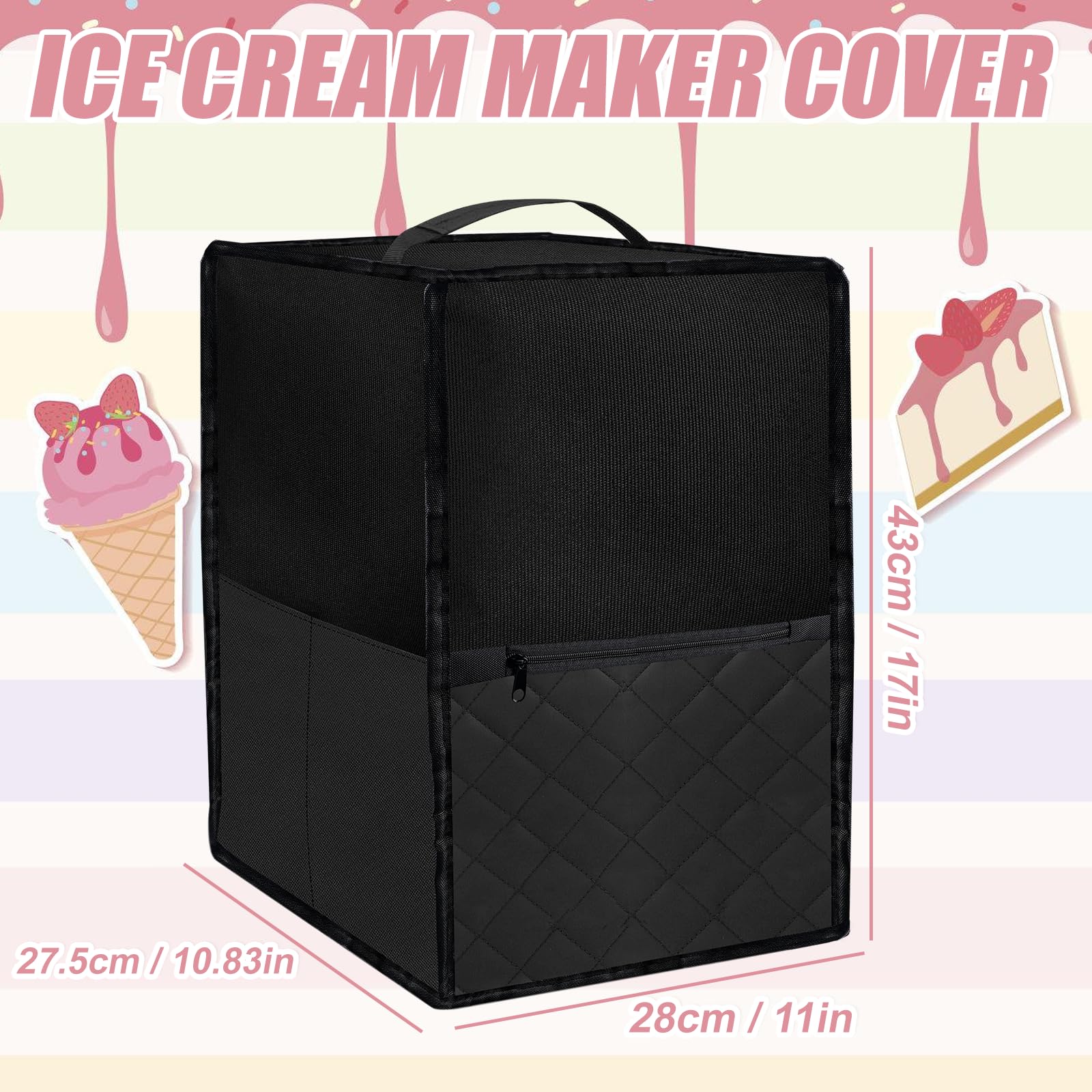 Housse de Protection pour Machine à Glace: Imperméable Couvercle Anti-Poussière, En Nylon Durable pour Ninja Creami NC501EU, NC301EU, NC299EU (Noir)