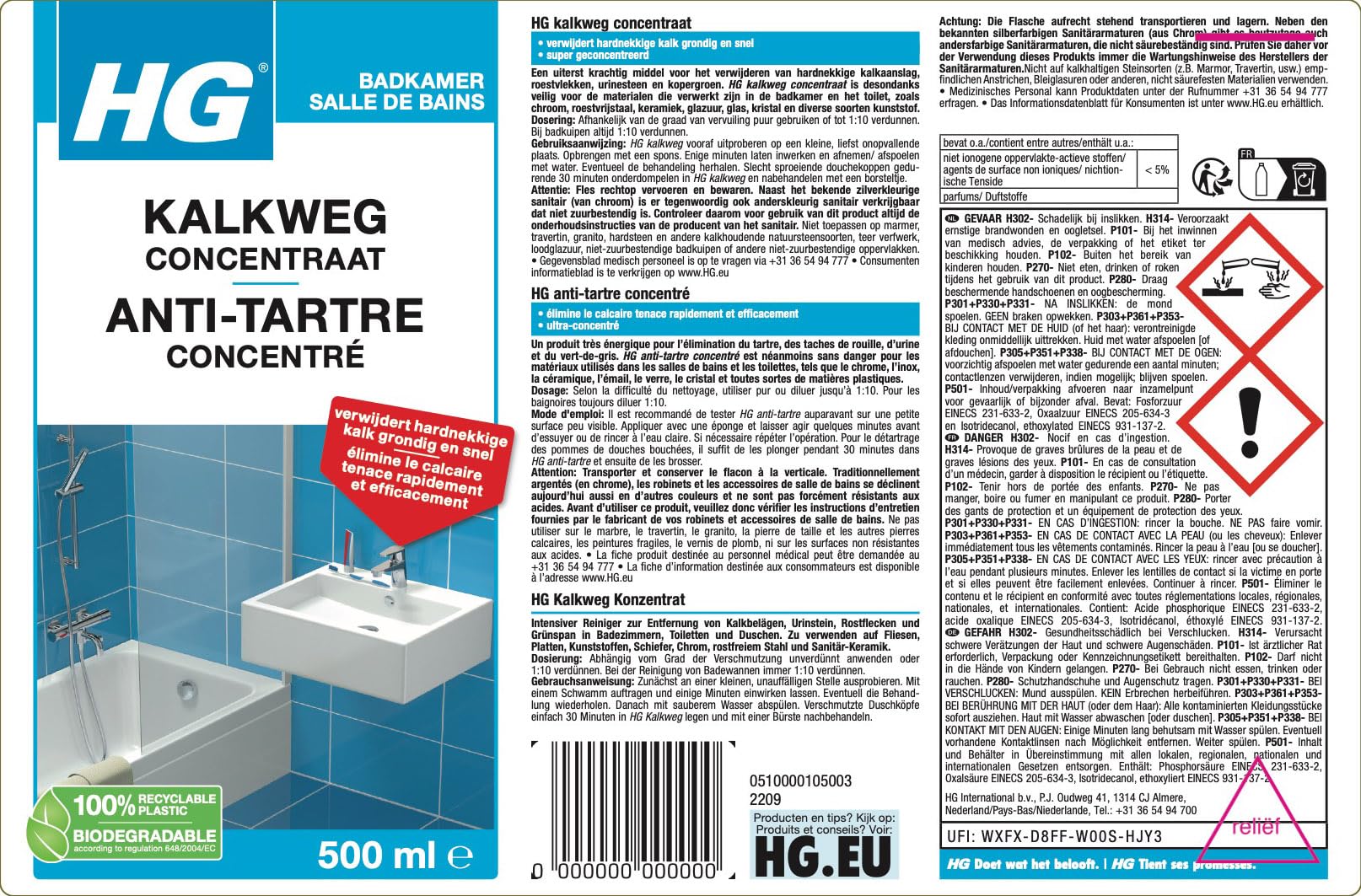 GH Anticalcaire Professionnel - HG - 0.5 litre