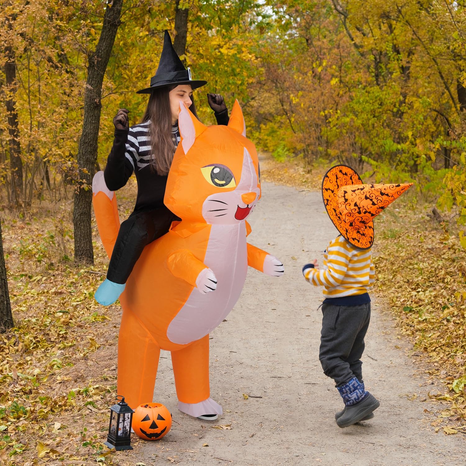 M MH ZONE Inflatable Cat Costume for Adults - Funny Ride on Cat Blow Up Suit for Halloween Party - Image 6