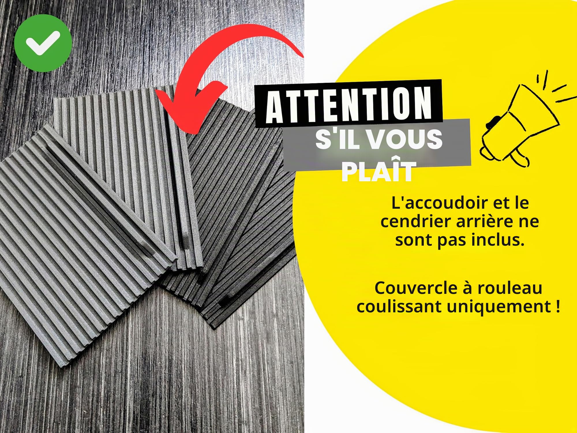 Remplacement Couvercle de Cendrier Arrière pour BMW Série 3 E46, Noir | Rideau Coulissant pour Cendrier Arrière E46, Accessoire de Remplacement Direct, 51168268340, 51168258280, 51168225988