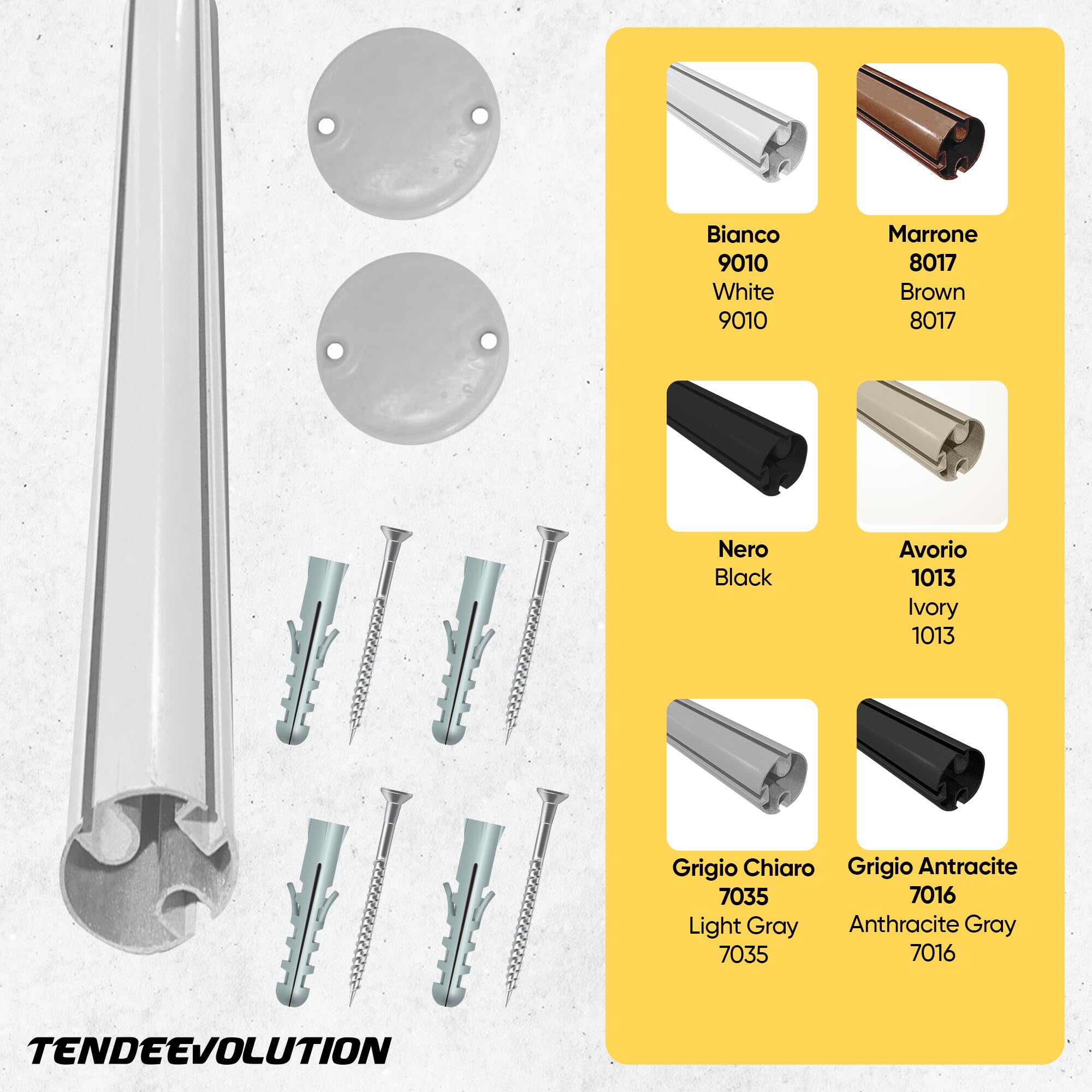 TENDEEVOLUTION Aluminium-Endprofil fr Fallarm-Markise mit 42 mm  Durchmesser anpassbar. Ersatzteile fr Markisen, Markisenstange fr den  Auenbereich ...