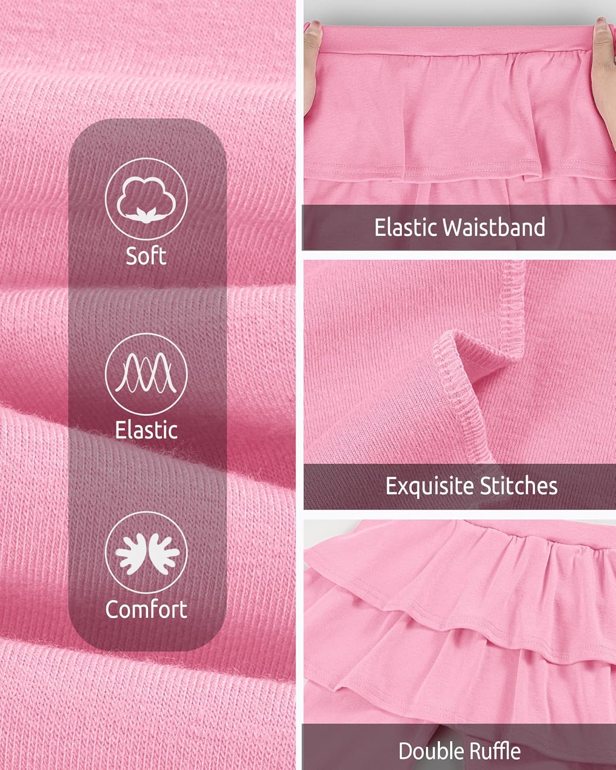 Girls Leggings with Skirts School Uniform Athletic Stretchy Tutu Pants Kids Warm Ruffle Clothes 2-Pack - Image 4