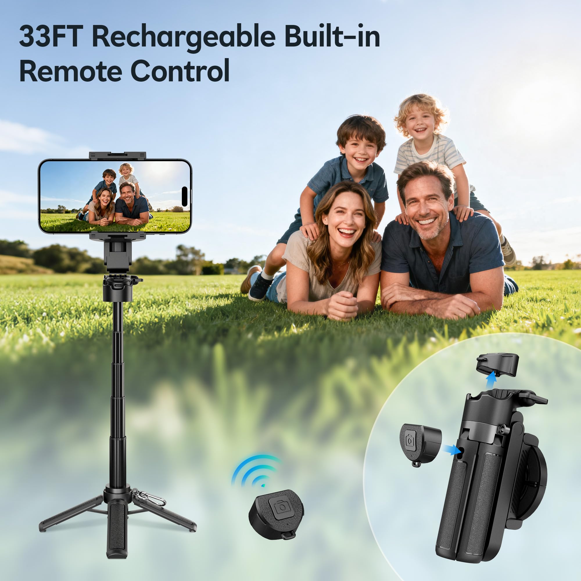 Mini selfie stick magnetico per iPhone, 4 in 1, treppiede portatile tascabile per iPhone MagSafe/Android con supporti remoto/cold shoe, treppiedi piccolo/compatto per cellulare, per scrivania, viaggi