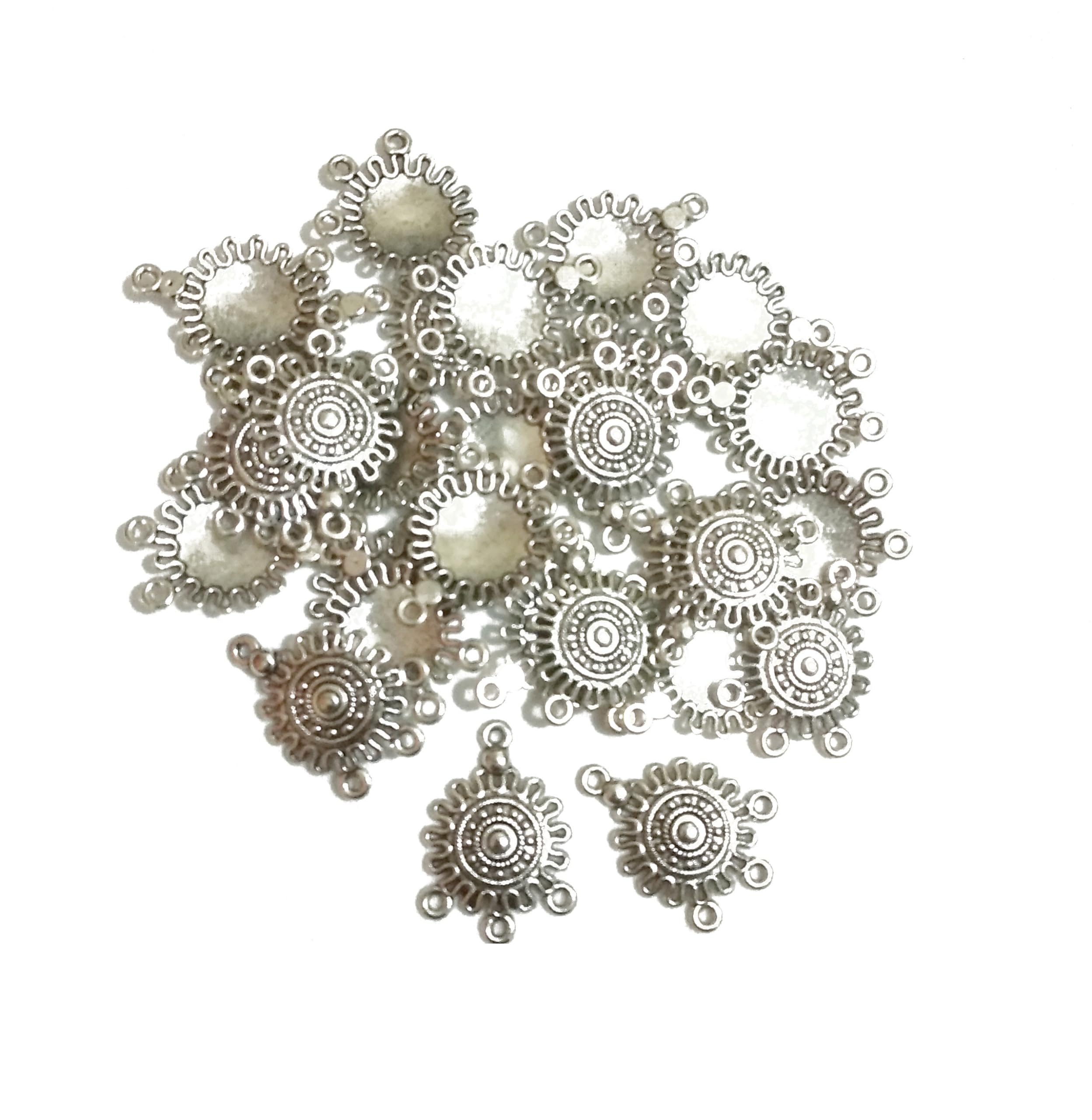 GenericDeysCraft Wholesale Bulk Lots Jewelry Making Silver Charms Smooth Tibetan Metal Charms Pendants DIY for Necklace Bracelet Earring Jewelry Making and Crafting, 25 Pieces Design 83