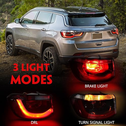 Miniatura 3 de Huray Luz trasera exterior izquierda para Jeep Compass 2017-2021, luz trasera LH, montaje de lámpara de freno, reemplazo de accesorio para CH2804115