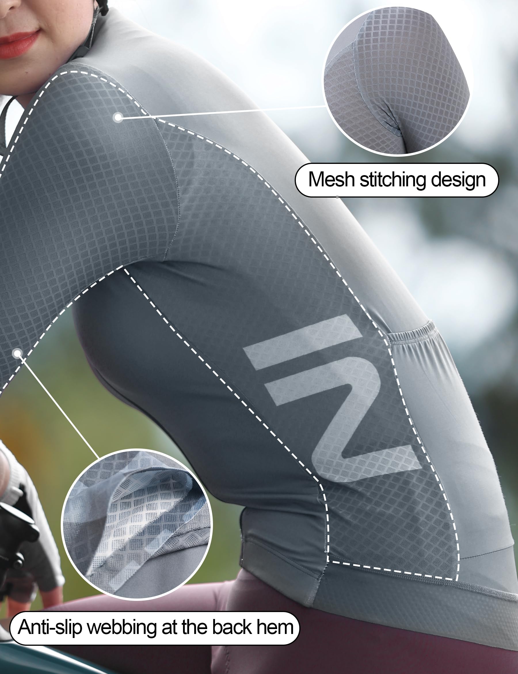 INBIKE Fahrradtrikot Damen Lang Leicht und Atmungsaktiv Lange Fahrradbekleidung Lila Grau Blau Optional MZ050
