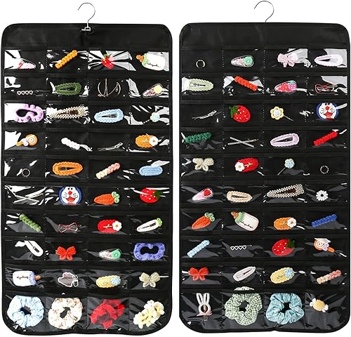 Luney Organizador colgante de joyas, 80 bolsillos, organizador de aretes, organizador de pulseras con bolsillos para mujer, para colgar aretes,