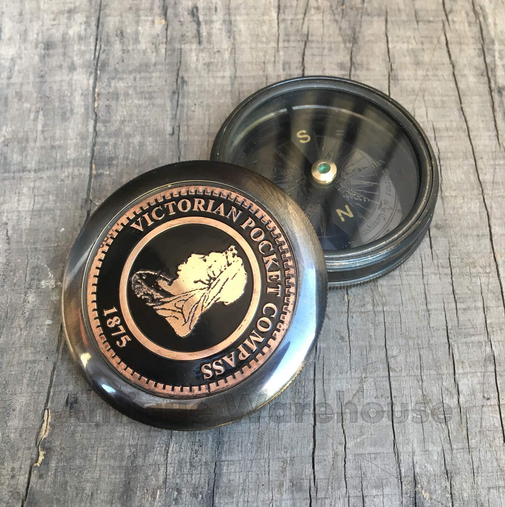 Nautical Handmade Instruments Black Antique Brass Working Compass With Leather Stamped Not All.Case Marine Compass Lover Gift