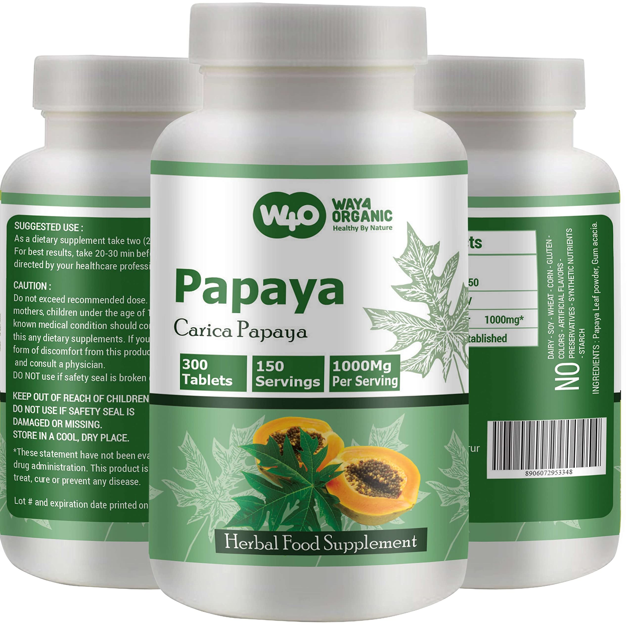 Papaya Leaf Extract Capsules (Tablets) - 300 Pills, 150 Servings, 1000 mg, Supports Platelet Immunity & Digestion* (Pack of 1)