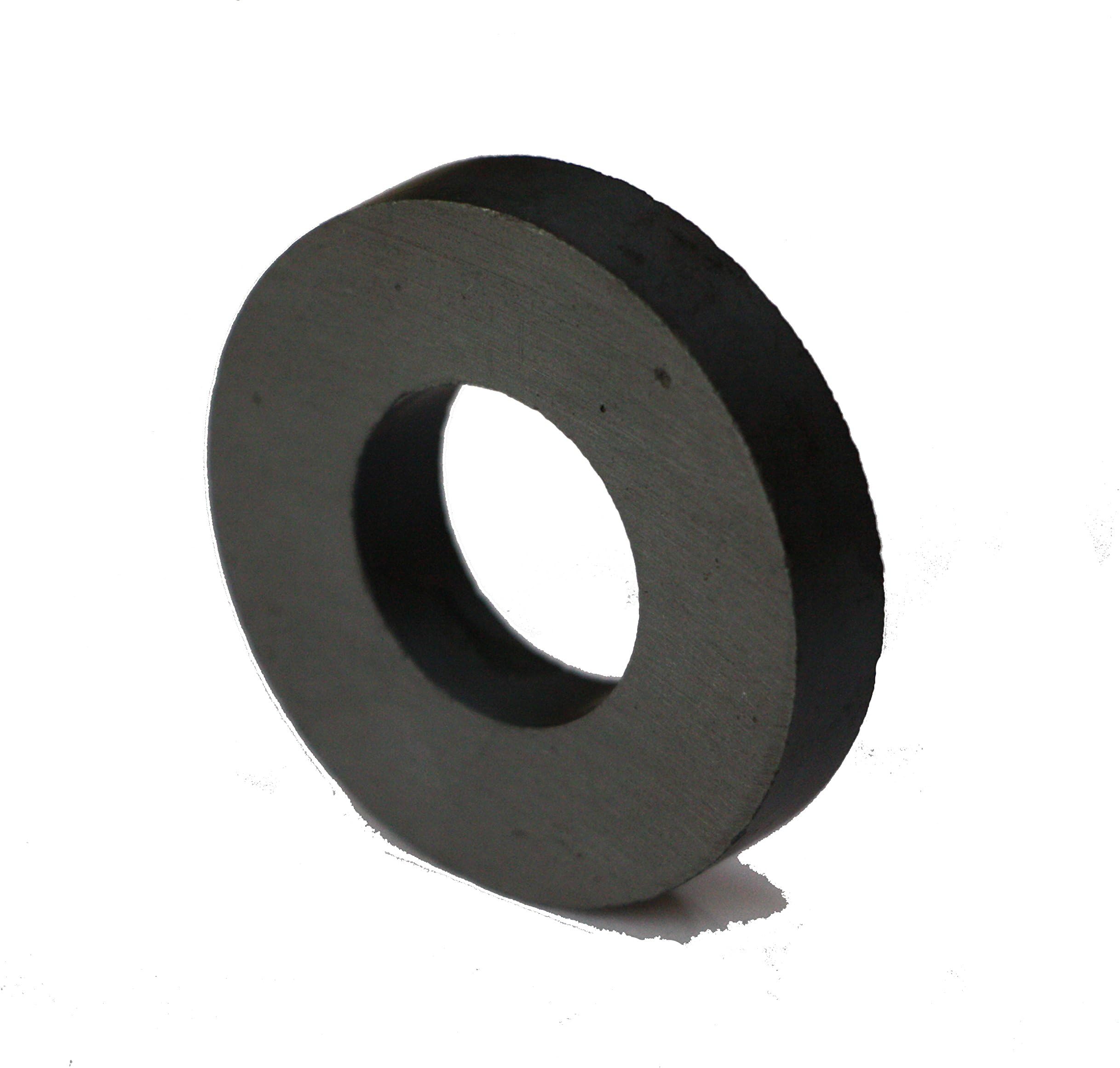 Triomag 4 pcs Ferrite Ring Magnet/Ceramic Magnet with 45mm O.D. x 22mm I.D. x 8mm Thickness with 1 NS coin.