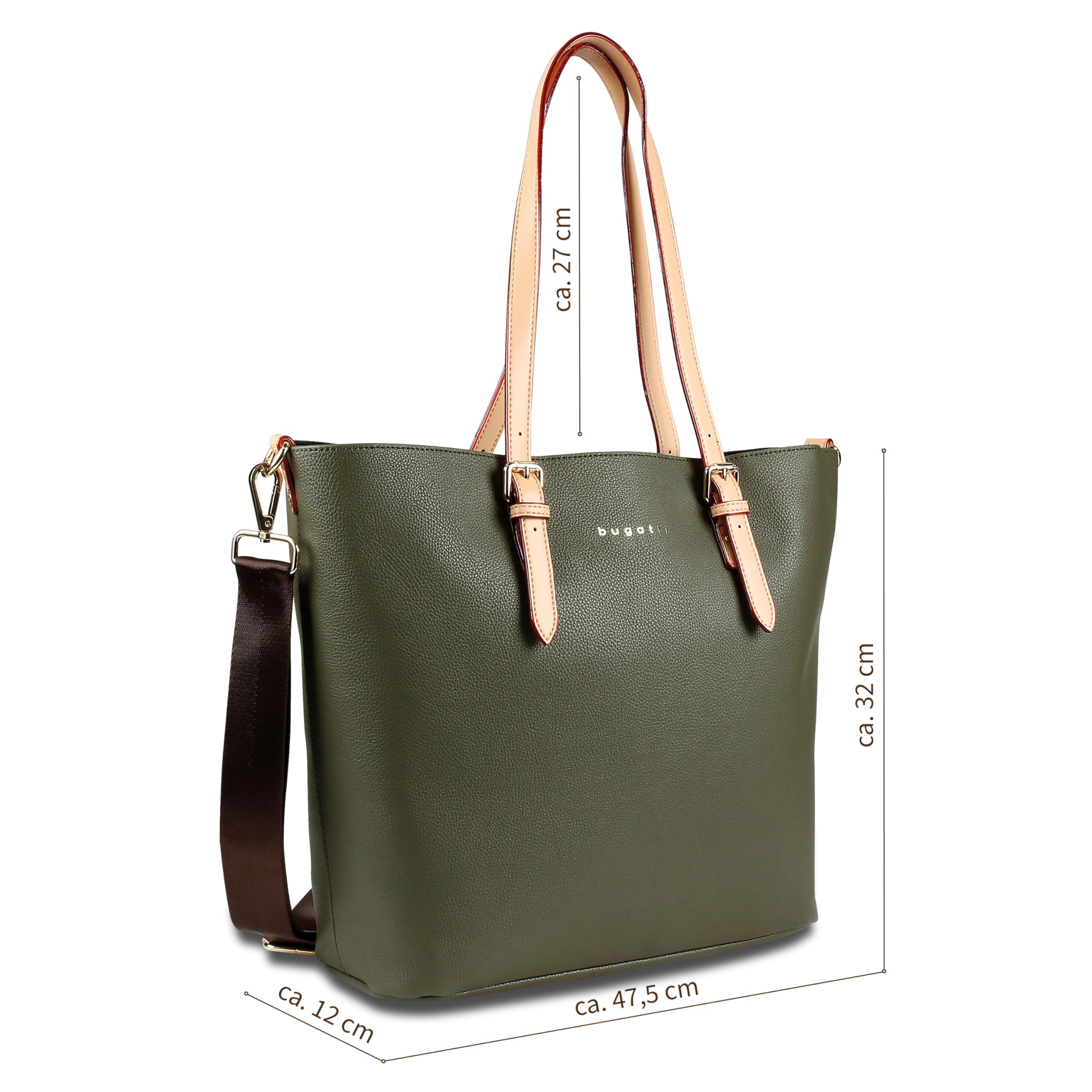 bugatti Ella bolso shopper grande tipo bolsa dentro de bolsa para mujer, bolso de mano para mujer, piel sintética