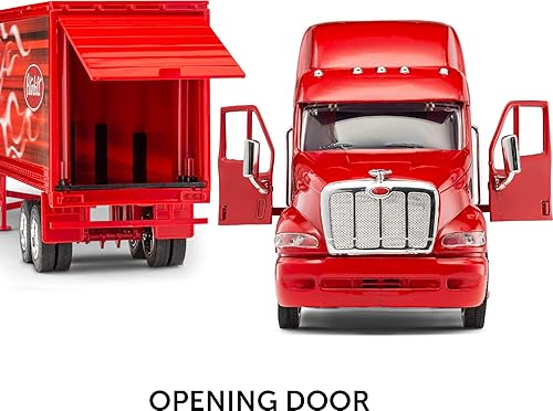 Miniatura 3 de Kenworth W900 Play Toy Tractor Trailer Truck para niños escala 143 fundida, diseño de bandera de Estados Unidos y águila, con funciones,