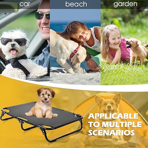 Miniatura 6 de Paquete de 2 camas elevadas para perros pequeños, gatos, catre elevado para perros con marco de hierro, cama plegable para mascotas para viajes al