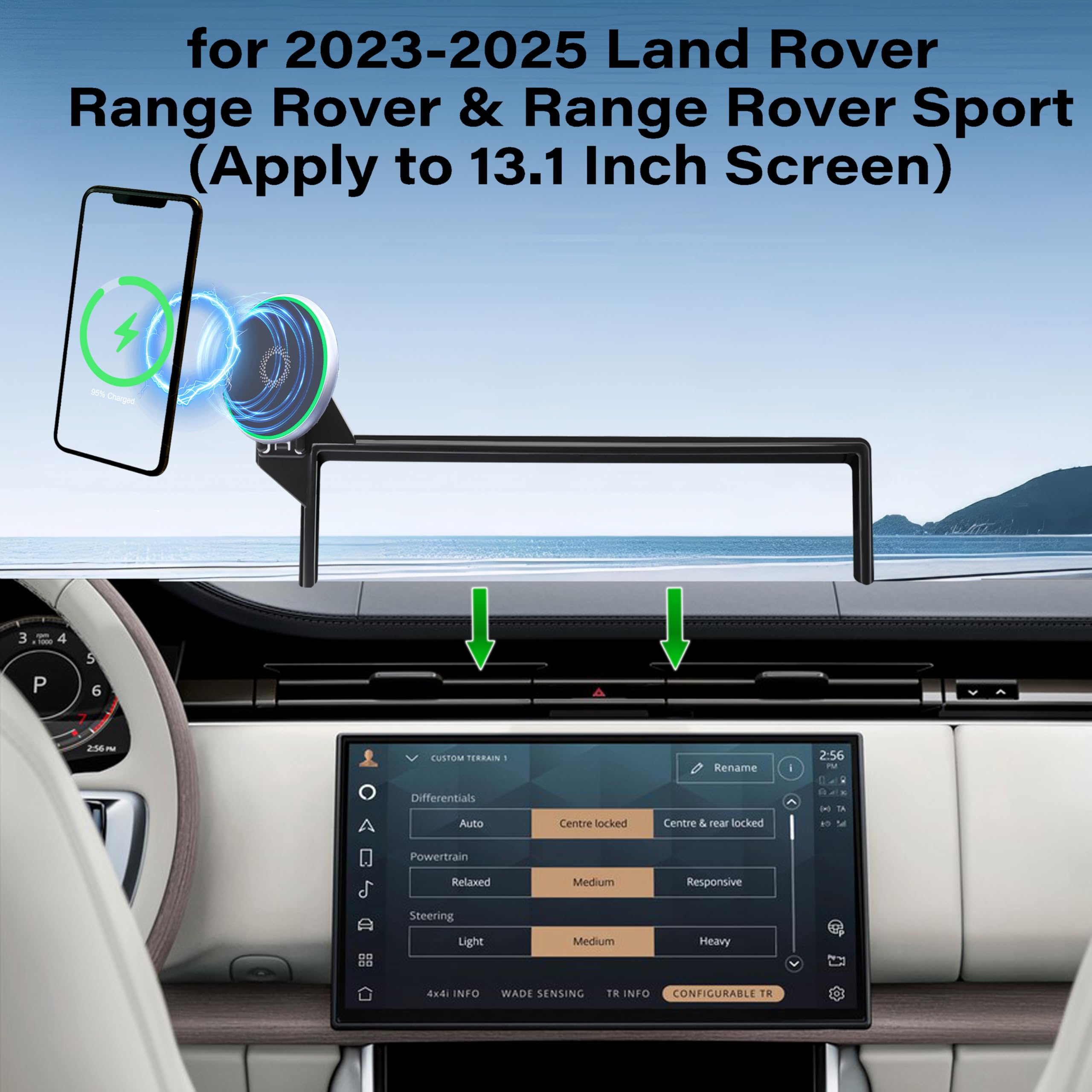 Bezprzewodowa ładowarka samochodowa uchwyt na telefon do 2023 2024 2025 Land Rover Range Rover/akcesoria sportowe Zastosuj do ekranu 13,1 cala, uchwyt na telefon komórkowy obracany o 360°
