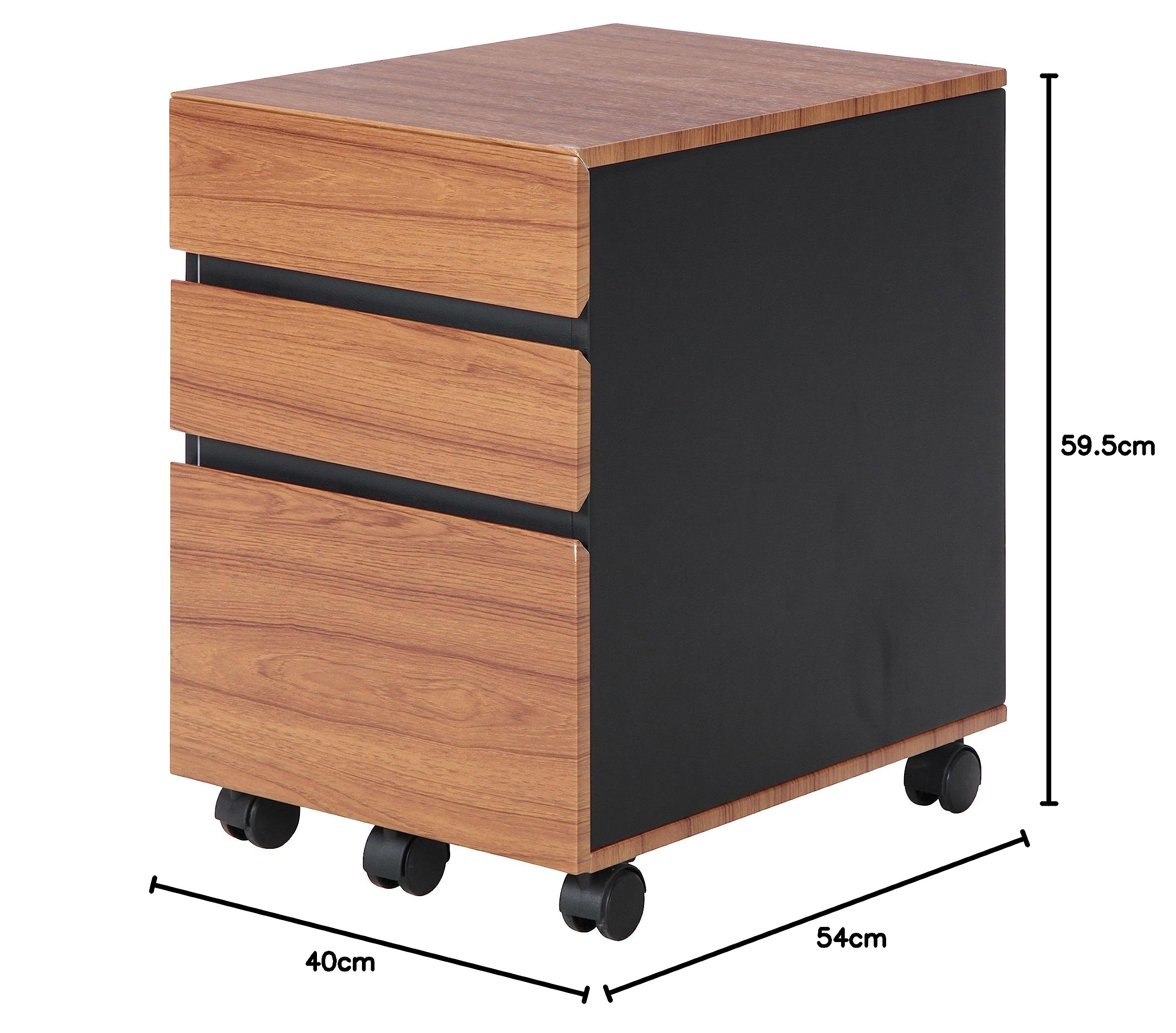 Amazon｜不二貿易 キャビネット デスクワゴン 3段 幅40cm ブラウン  