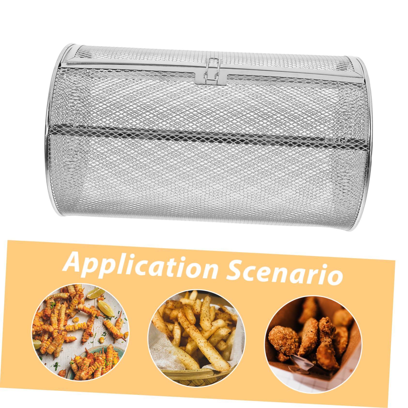 UKCOCO Jaula Giratoria para Horno de Acero Inoxidable Diseño de Rotación 360° Segura y Conveniente para Asar Batatas y Castañas en Cocina