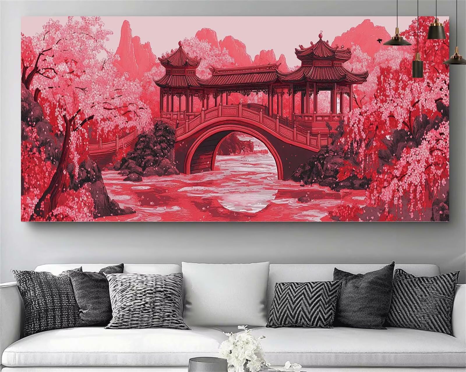 Japon Diamond Painting Fleur Diamond Painting Enfant Broderie Kit Complet, 5D Peinture Diamant Point de Croix Cristal Artisanat,DIY Tableau Strass Diamant Canevas Débutant Kit, Gifts 40x120cm M679