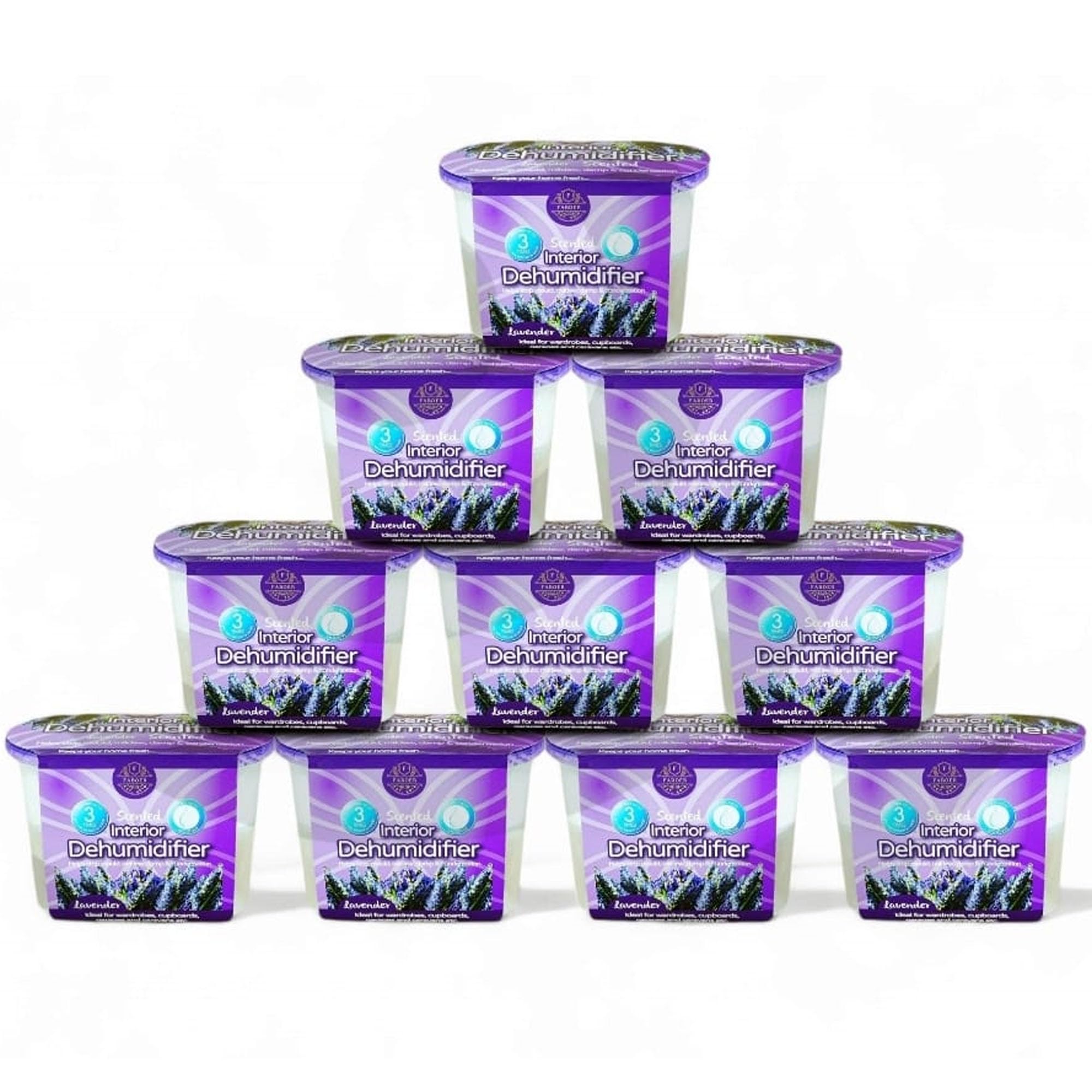 Faboer 10 Pack Portable Dehumidifier Interior Damp Trap Mould Moisture Mildew & Condensation Remover Caravan Home -Suitable for Home,Office,Kitchen,Bathroom & Garage (Lavender)