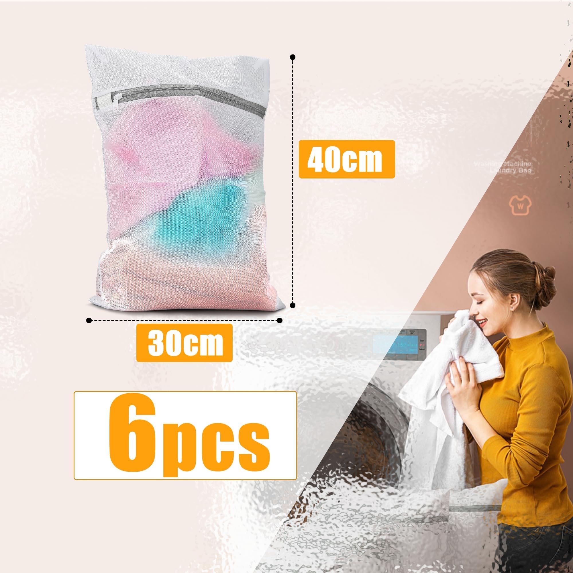 DoocliB 2 stuks wasnet groot met handgrepen, 50 x 60 cm, XL