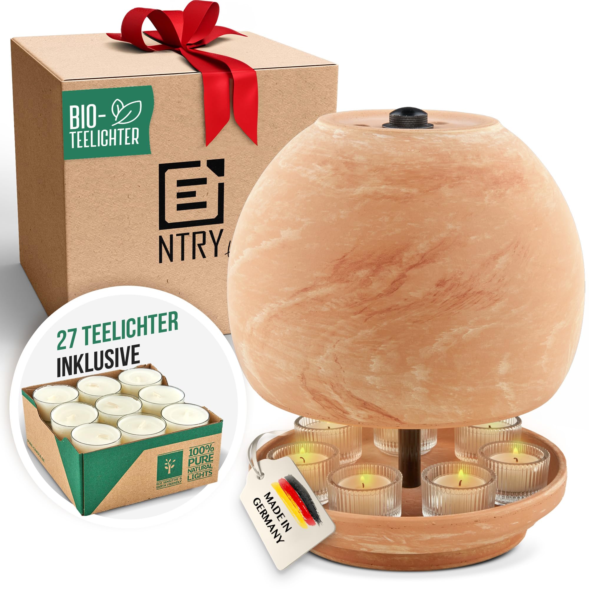 NTRY Home® CandleStove Tealight Stove - Style Venus XL Diameter 26 cm - Double-Walled - 3Top Heater - Tea Light Heater - Candle Oven - Table Oven - Table Heating - Table Warmer