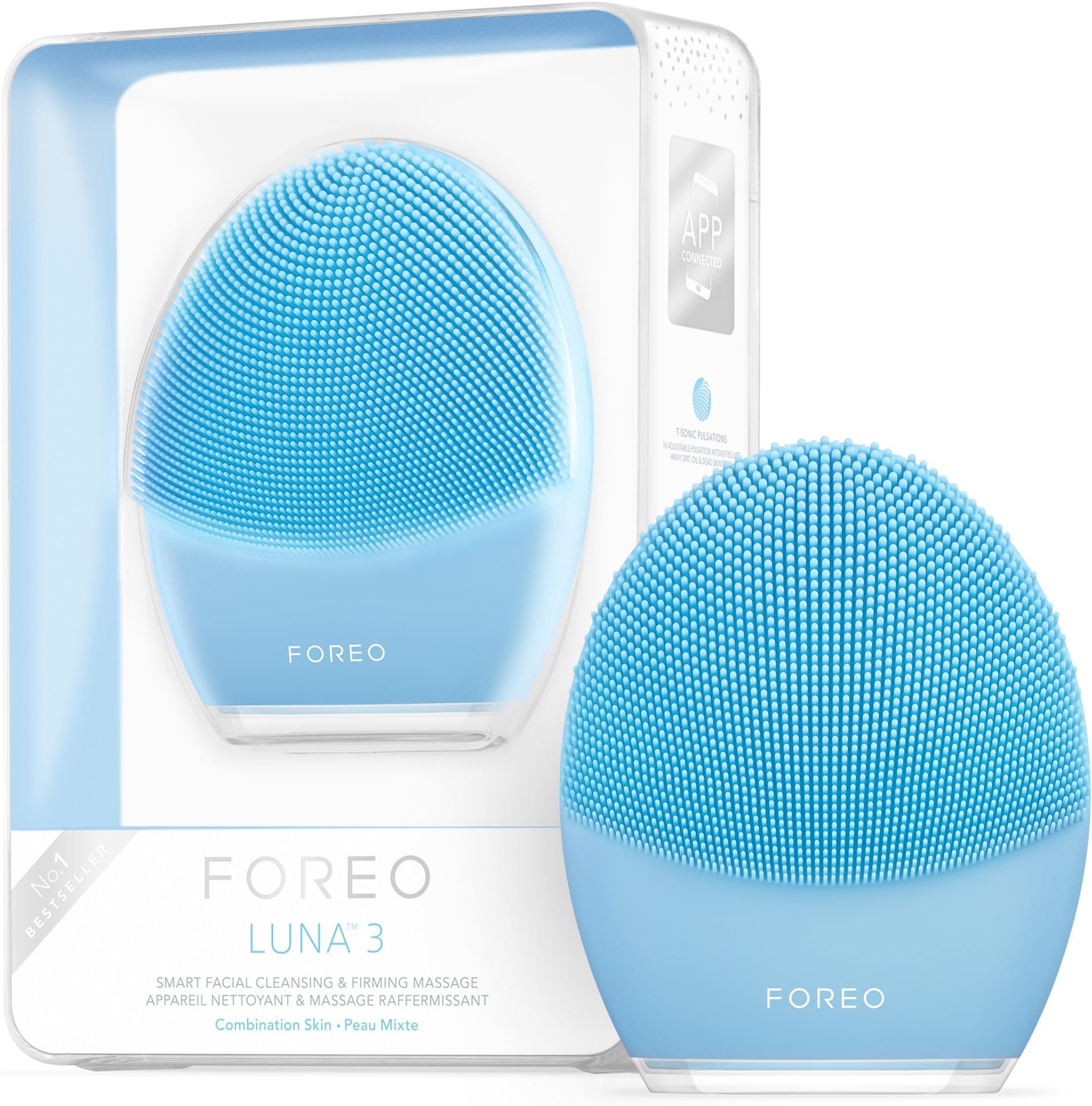 FOREO LUNA 3 Facial Cleansing Brush | Combination skin | Anti Aging Face Massager | Enhances Absorption of Facial Skin Care Products|For Clean&Healthy Face Care|Simple&Easy|Waterproof|Battery Powered