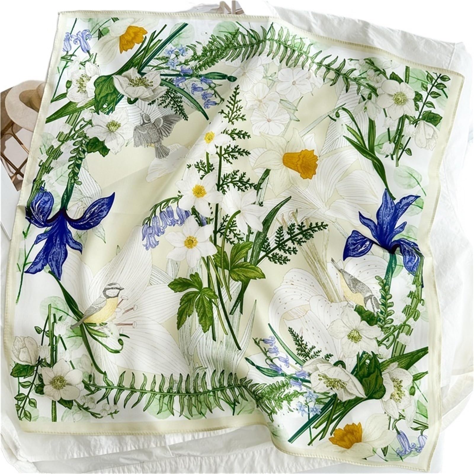 Pañuelo de seda pequeño 1PC Silk Scarf For Women 53X53CM Square Hair Ribbon Headband Hijab Neckerchief Neck Tie Wrist Wrap