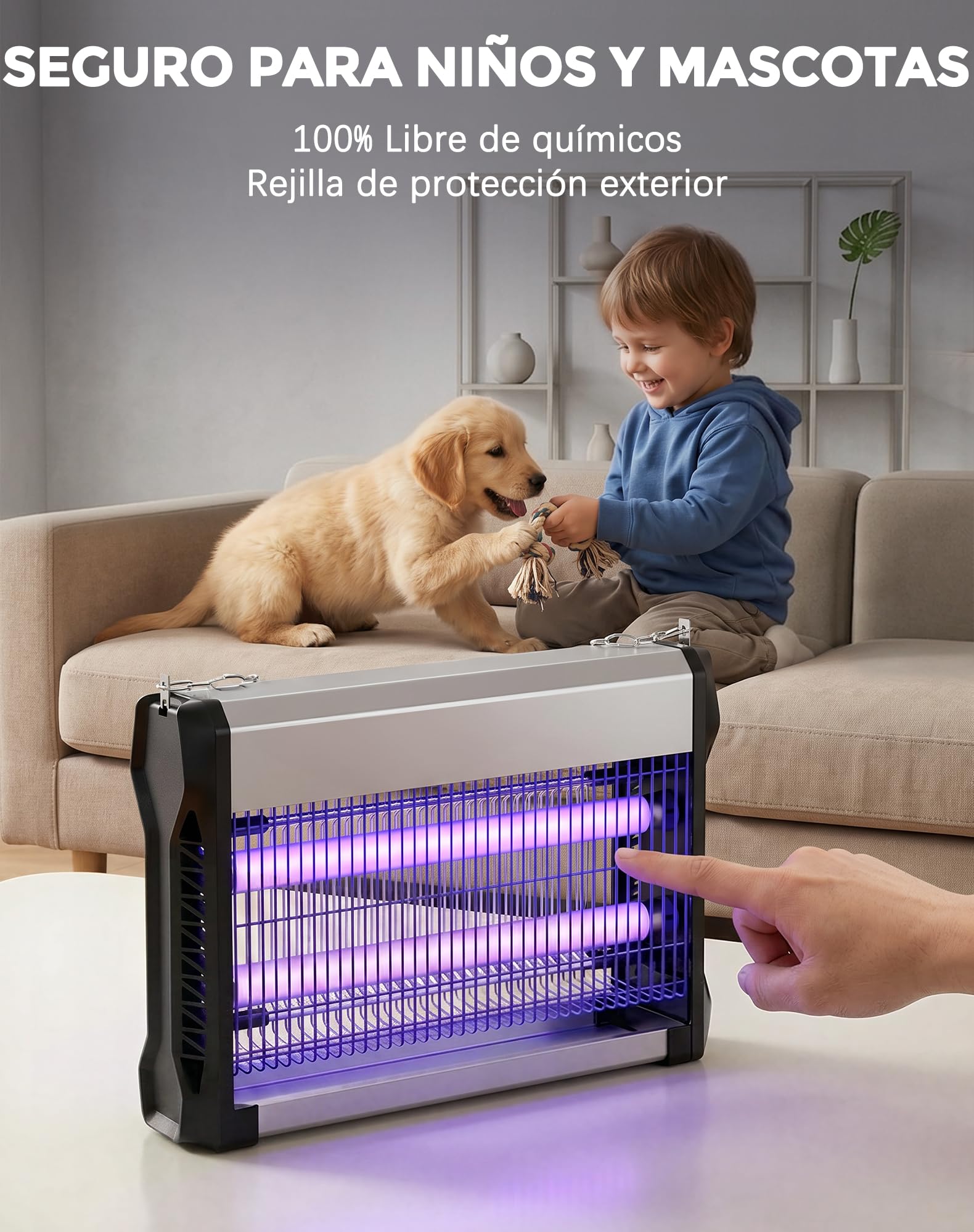 Matamoscas Eléctrica 20W, Lámpara Antimosquitos de 2500V, Mata Insectos, Cobertura 100㎡, Destructor de Moscas Silencioso, Material Ignífugo V0 para Interior, Hogar, Cocina, Oficina y Dormitorio
