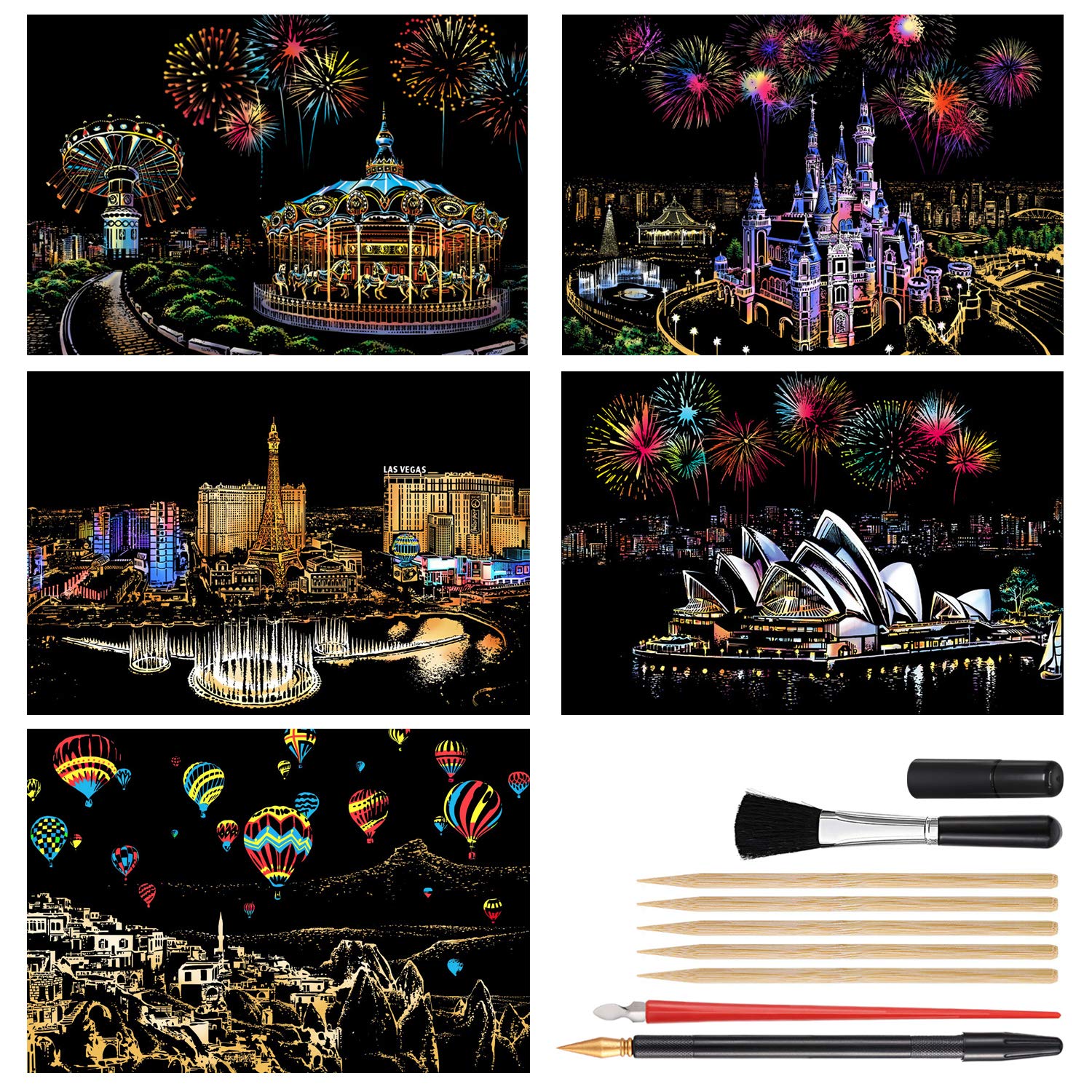 Buy Scratch Painting Kits, Craft Art Set for Adults & Kids, Rainbow