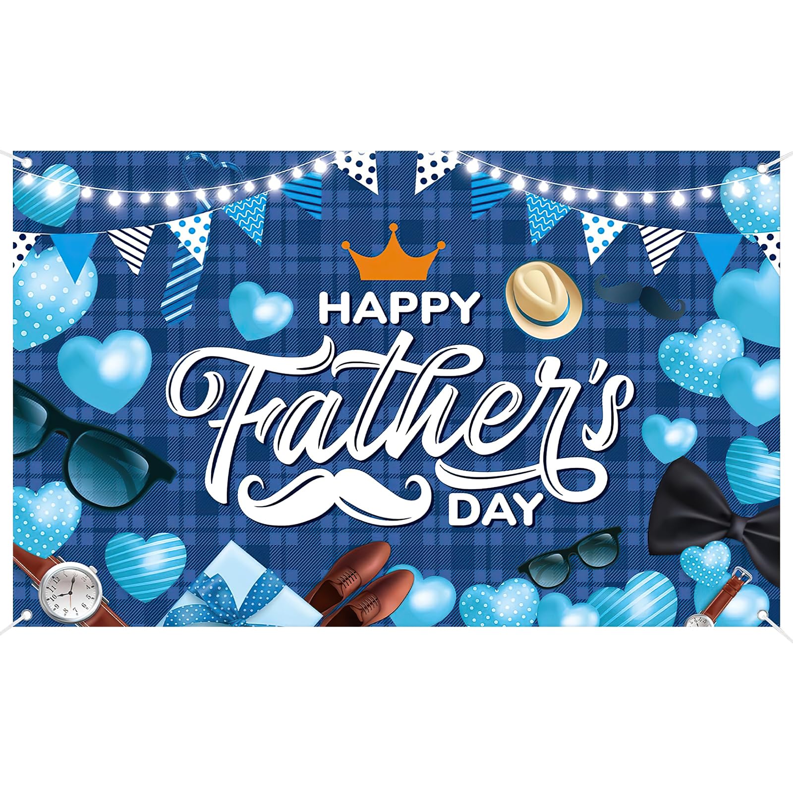 Fathers Day Decorations Banner, 180 X 115cm Large Blue Banner for Fathers Day Party, Father's Day Banners Backdrop for Father's Party Celebrating Best Dads Birthday Celebrations Parties