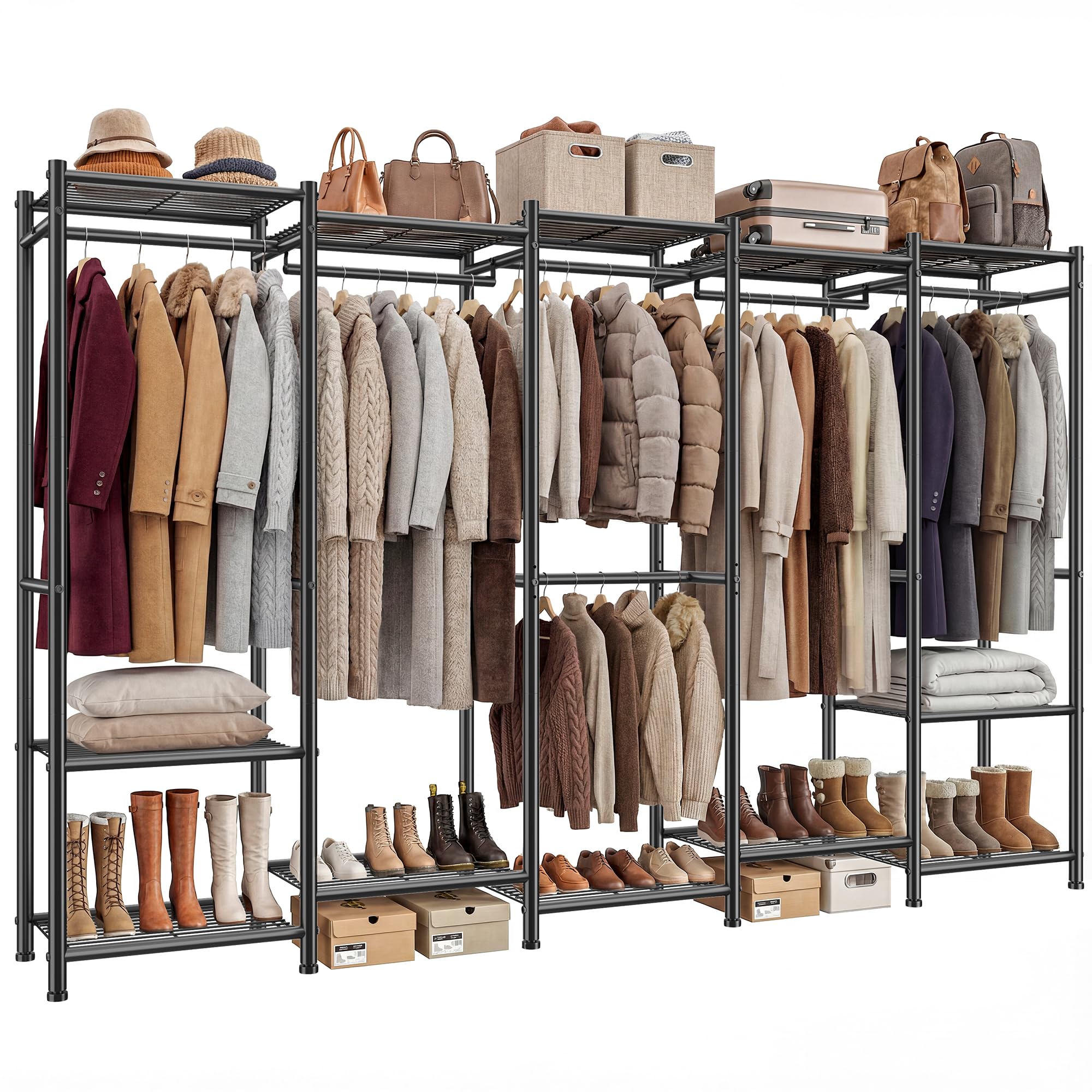 Raybee Freestanding Closet 1200LBS Heavy Duty Metal Closet System
