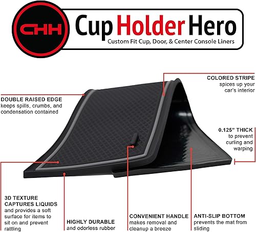 Miniatura 2 de CupHolderHero Se adapta con accesorios para Jeep Grand Cherokee L 2014-2024, insertos de portavasos antideslizantes interiores de primera calidad,