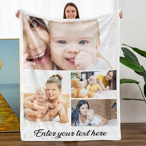 Miniatura 27 de Manta de fotos personalizada para hija, hijo, manta de cama de franela suave, regalo de cumpleaños o boda (9 fotos, 60 x 50 pulgadas) 9 fotos,1