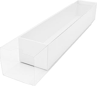 Macaron Boxes 50pcs 12x2.2x2 Inch Clear Treat Boxes Clear Gift Boxes Cookie Boxes Strawberry Boxes Party Favor Boxes