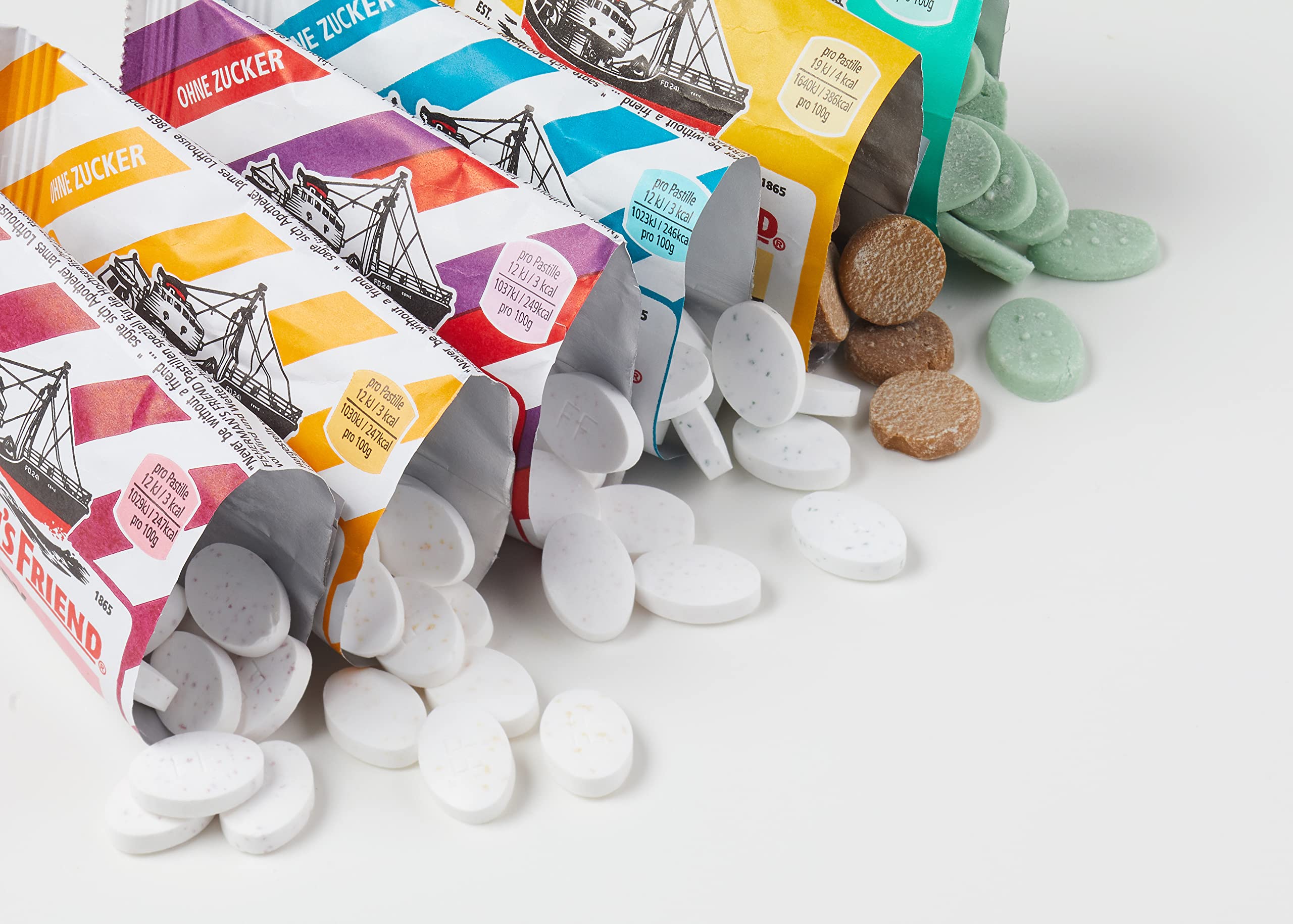Fisherman's Friend Friendship Selection, Exklusive Geschenk-Box mit 12 Sorten, Probier-Set mit gratis Sammel-Dose, Bonbons für frischen Atem, 12 x 25g