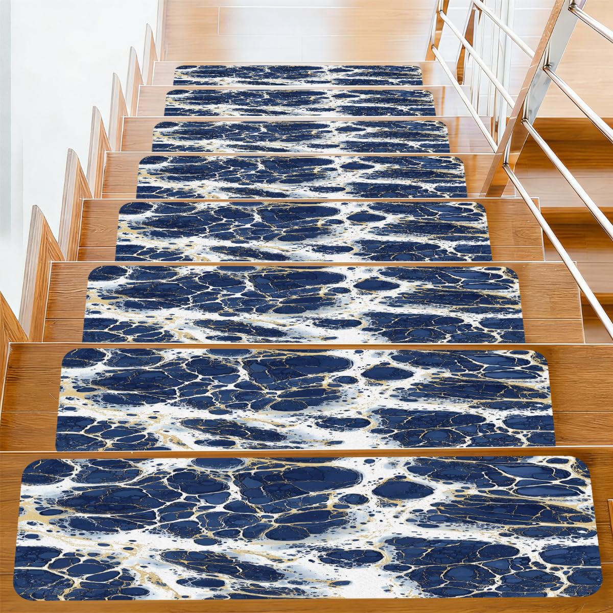 Peldaños para escaleras Mexpekil de mármol azul autoadhesivos en pack de 15 piezas de 76x20 cm