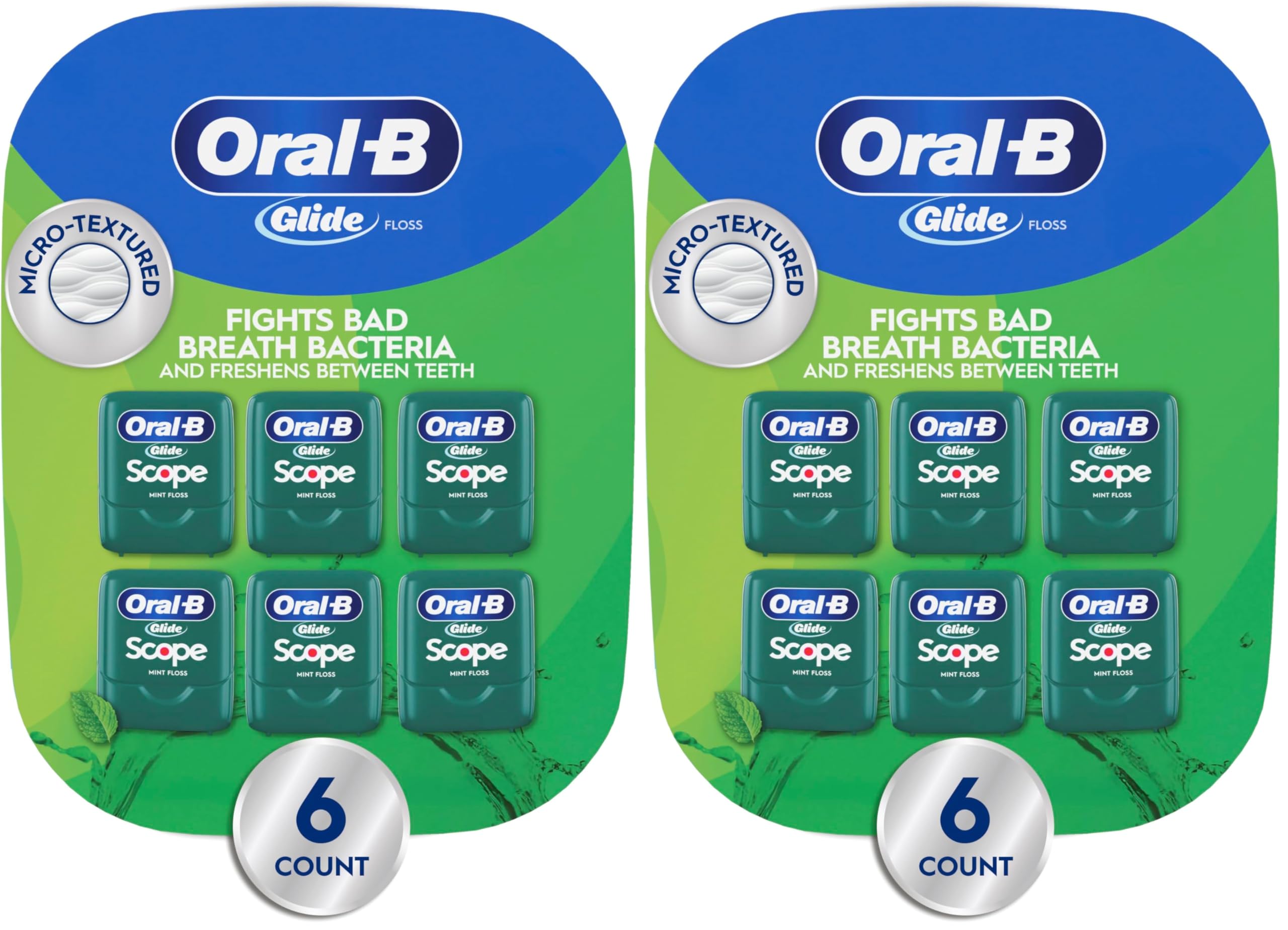 Oral-B Glide Dental Floss Scope Mint Flavor 40 m 6 Count Pack of 2
