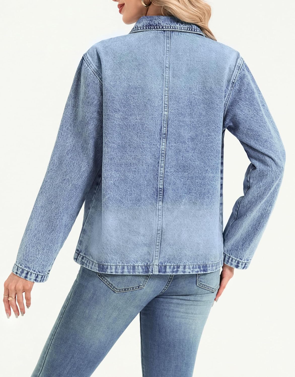 Kedera Denim Jackets for Women Fashion Oversized Button Down Jean Jacket Western Shacket Jacket with Pockets - Image 2