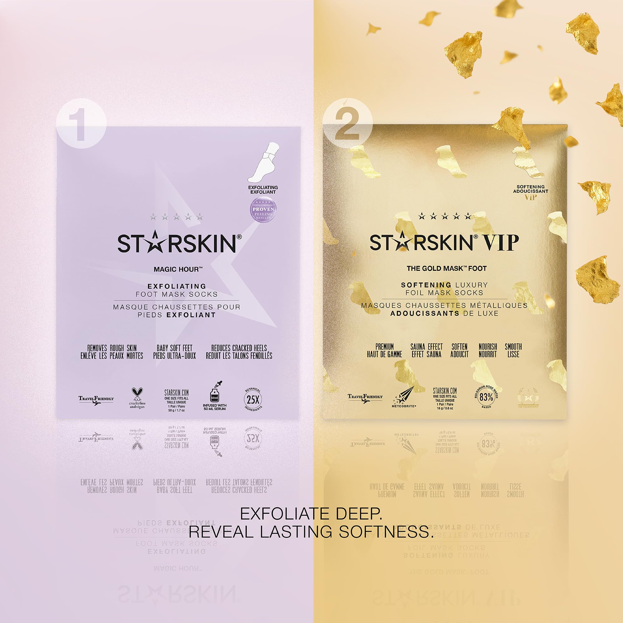 STARSKIN Magic Hour, Maska Złuszczająca do Stóp z Kwasem Mlekowym, 4 x 50g, Usuwa Zrogowaciały Naskórek
