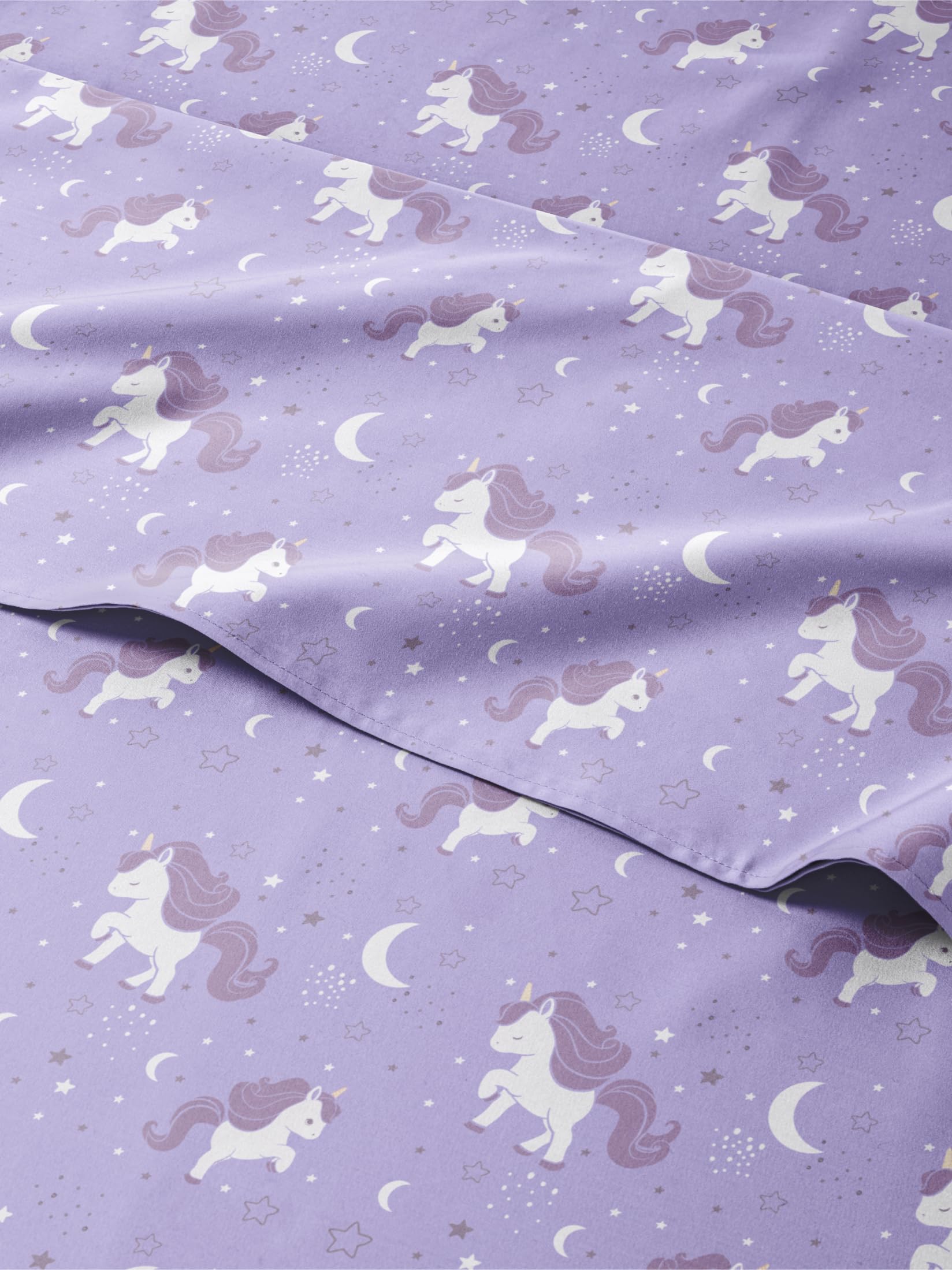 Kids Full Unicorn Purple Bed Sheets - 4 Piece Kids Unicorn Purple Sheet Set