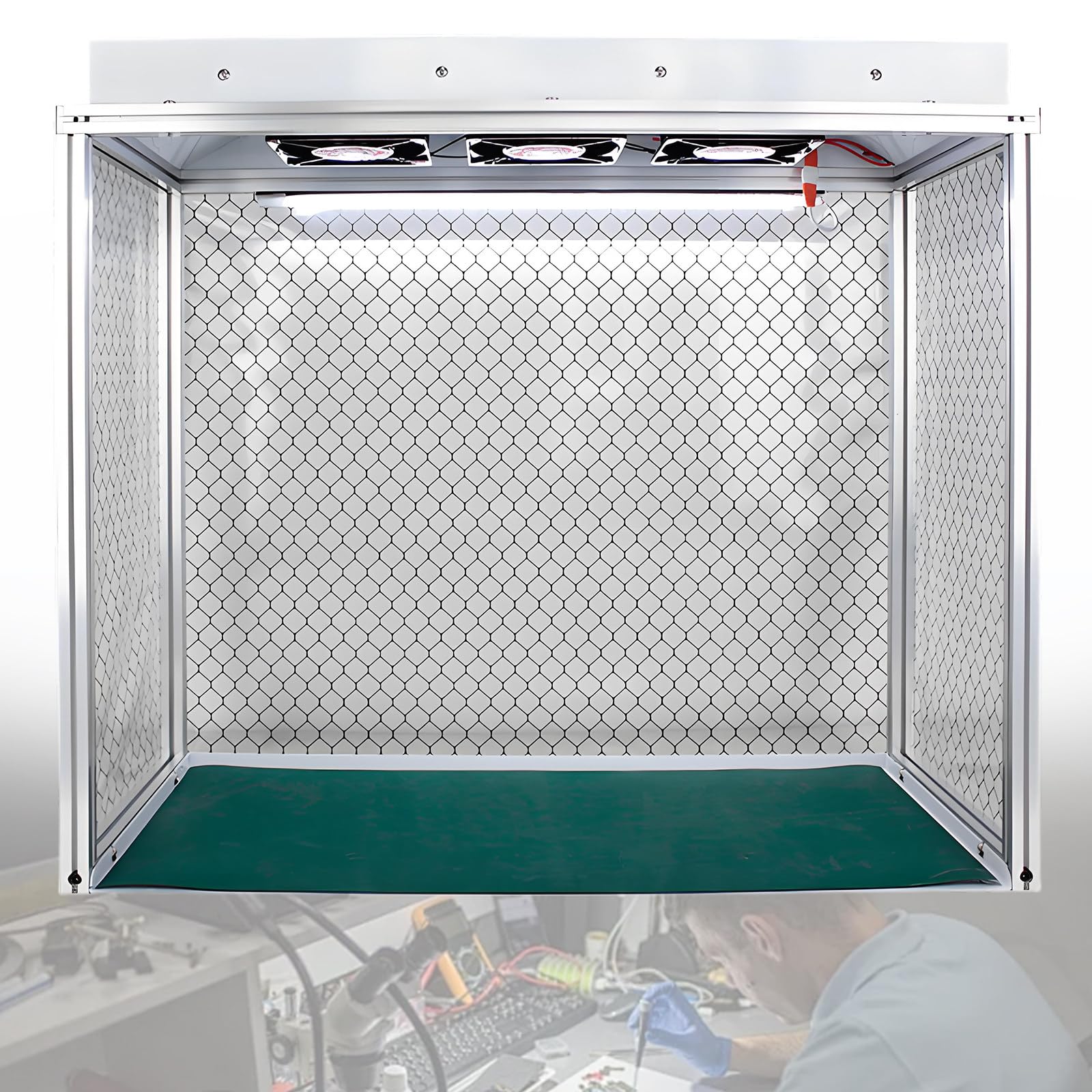 Cabina de flujo laminar vertical de aluminio, cabina de flujo de aire portátil, banco de trabajo con filtro eficiente, 3 ventiladores, nivel de limpieza ISO 5