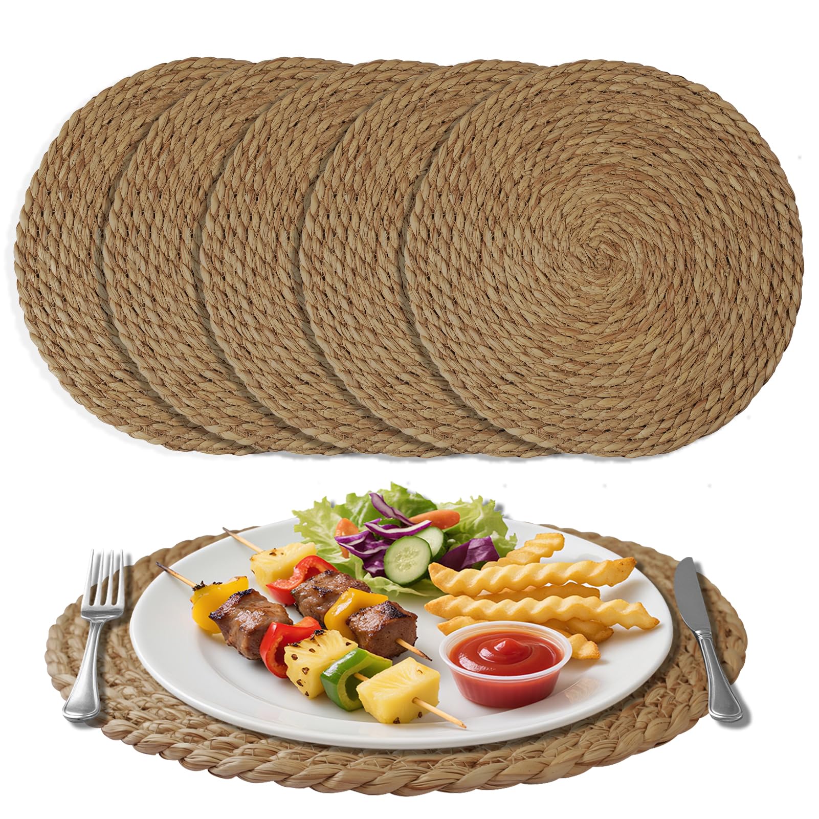 Sets de table ronds jonc de mer pour une déco bohème chic