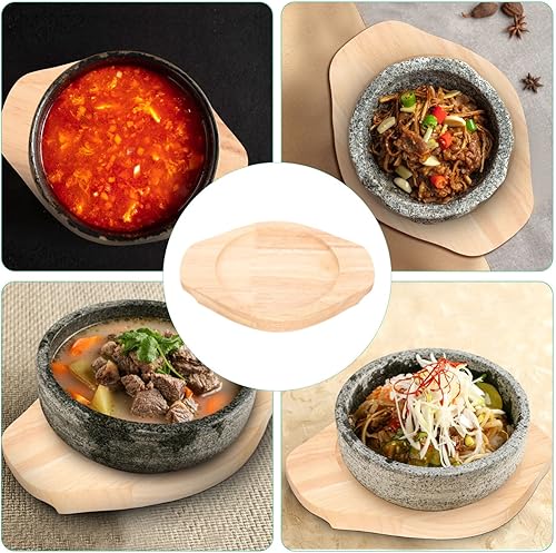 Miniatura 9 de Salvamanteles de madera redondo de madera para carne, placa base de madera, posavasos para fajita, bandeja de madera, almohadilla de olla caliente,