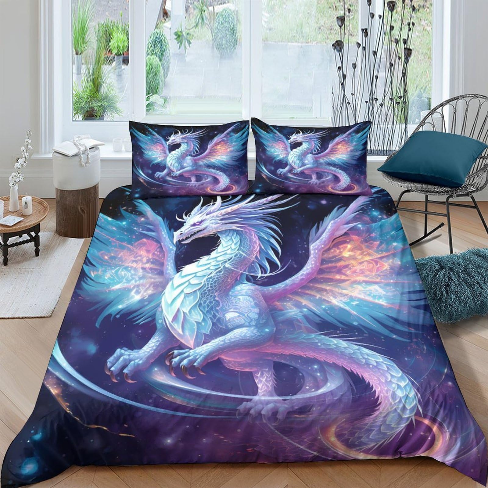 3D Printed Dragon Quilt Cover, Microfiber Duvet Cover Hidden Zipper for