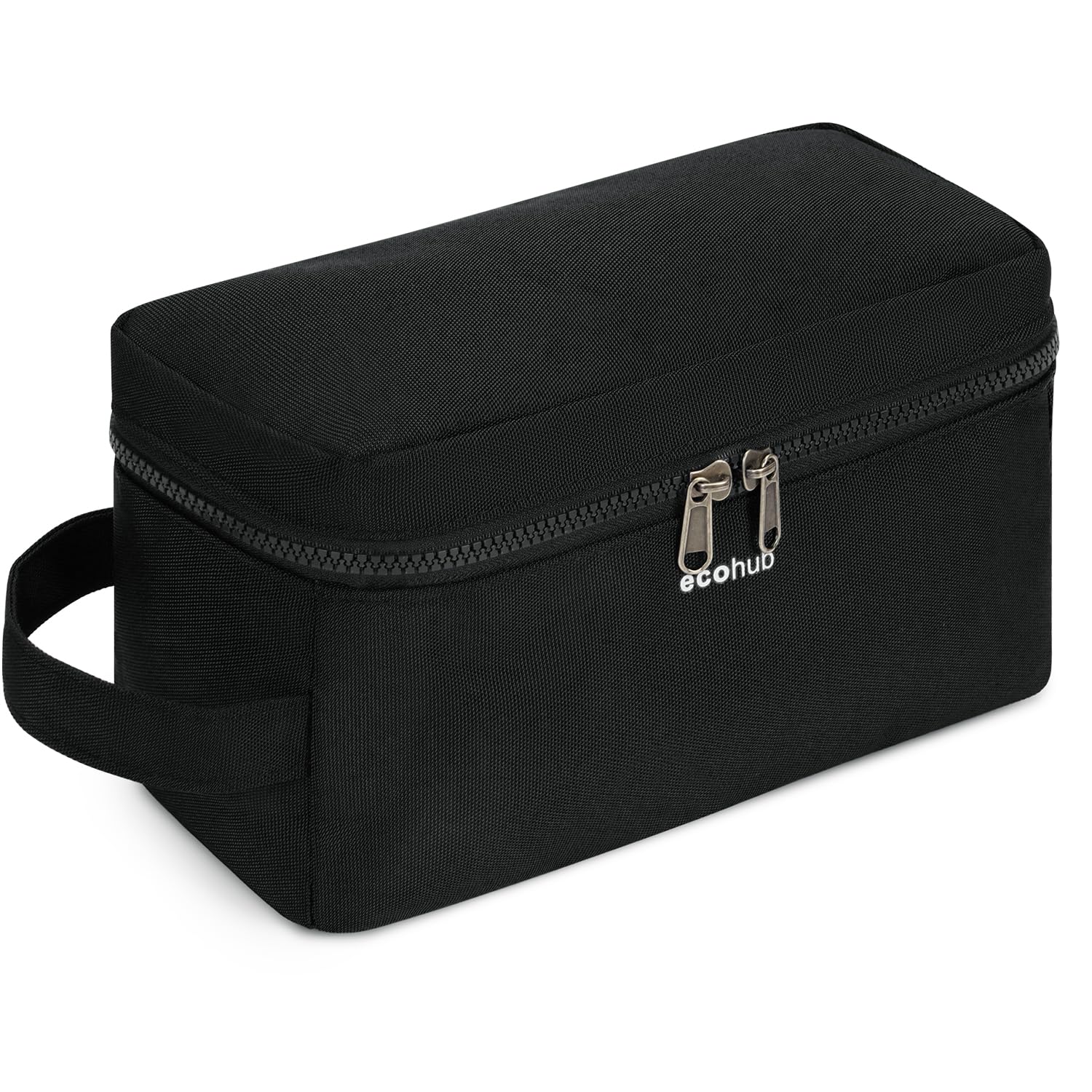ECOHUB Toiletry Bag for Men Travel Dopp Kit Water Resistant Small Shaving Kit Wash Bag Toiletry Organizer for Traveling, Separate Dry Wet & Toothbrush Pocket, Wide Open (Black-2)