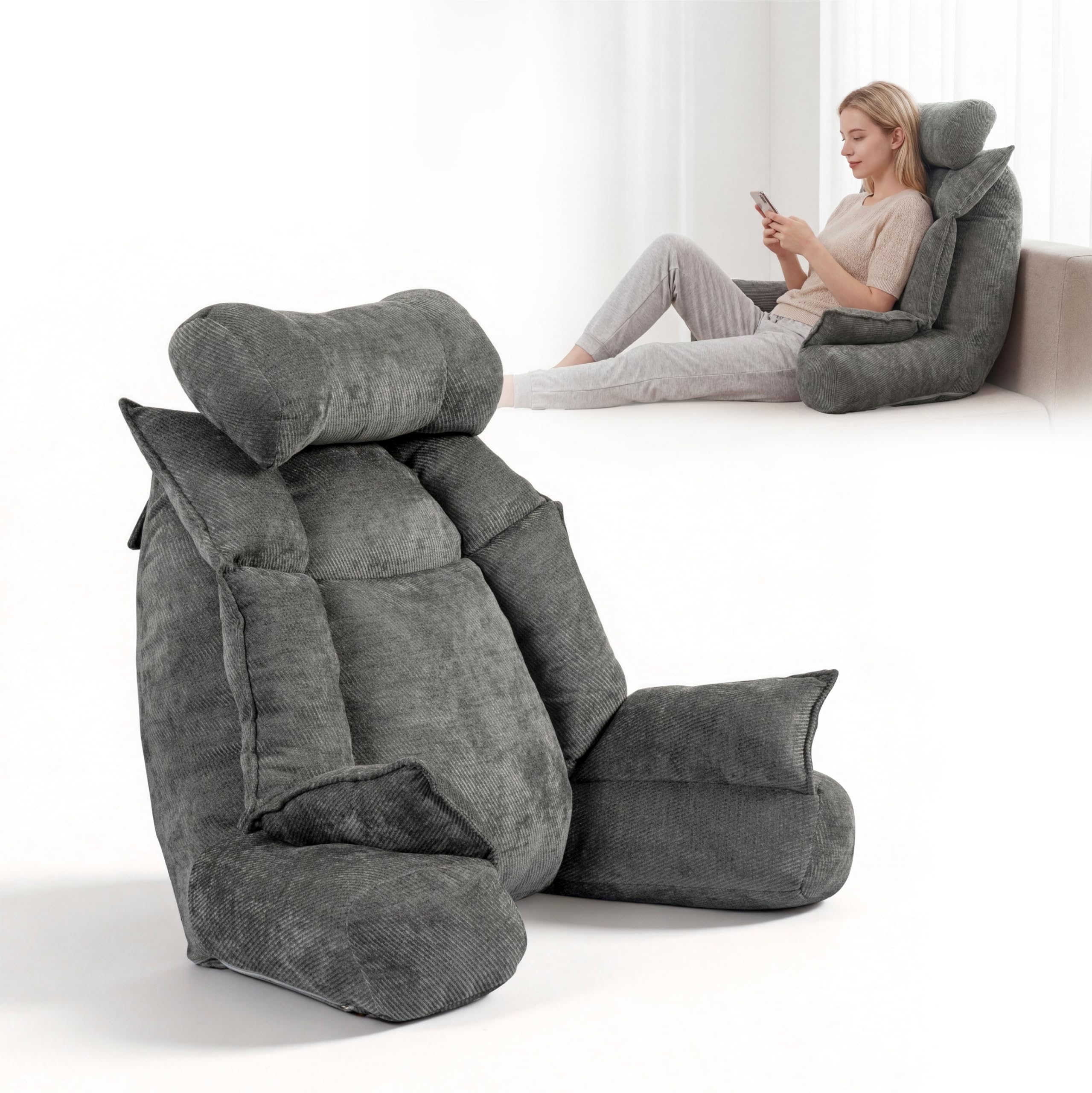 Johnear Lesekissen Rückenkissen für Bett und Sofa mit Armlehnen