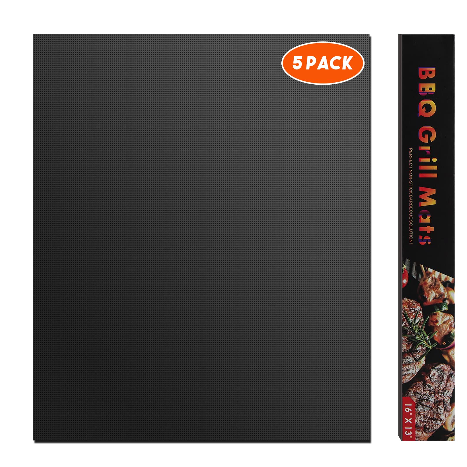 LADOKEE Wiederverwendbar Grillmatte 40 x 33cm | Antihaft Teflon Backmatte bis zu 260 Grad | Dauerbackfolie BBQ | PFOA-FREI Grillmatte für Gasgrill und Holzkohle zur Grillplatte