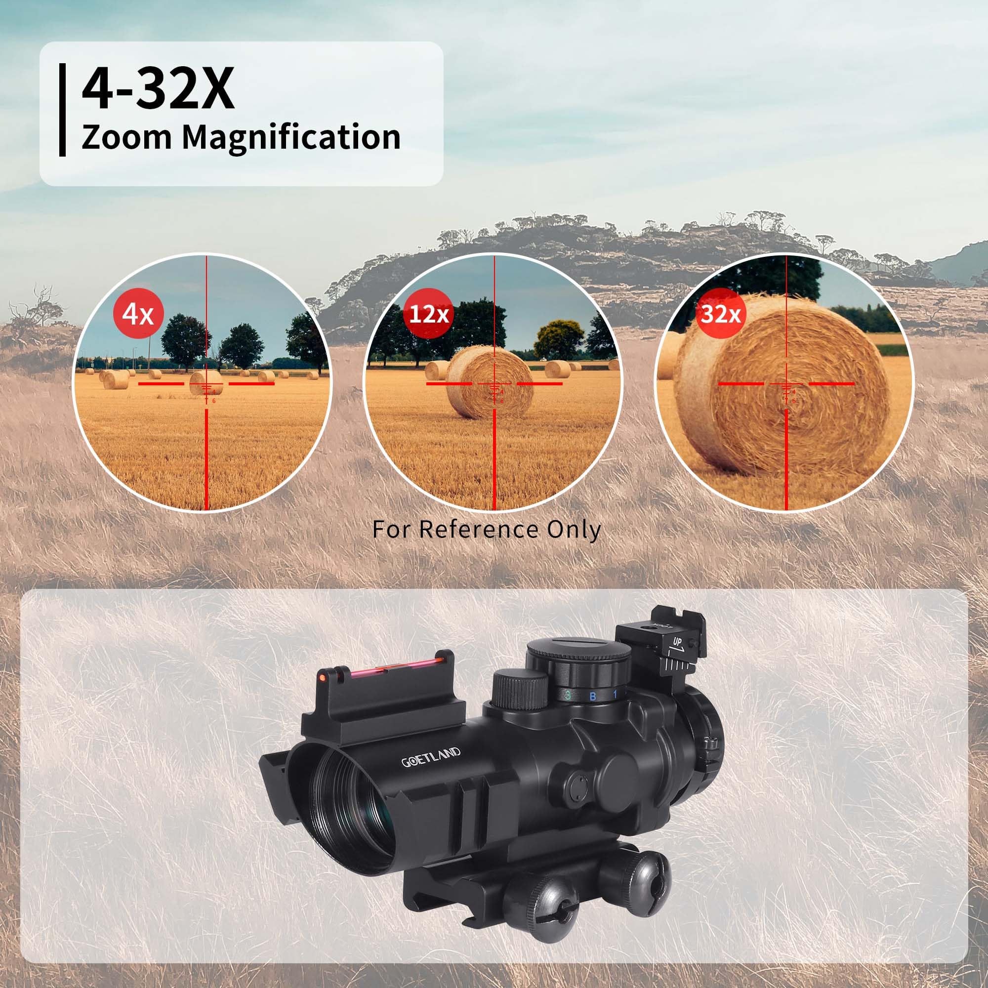 Goetland Lunettes de Visée à Prisme 4x32 Visée Sight Reflex Optic BDC SFP avec Mounture de 20 mm pour Tactique Chasse Airsoft Arbalète Carbine Tir Sportif
