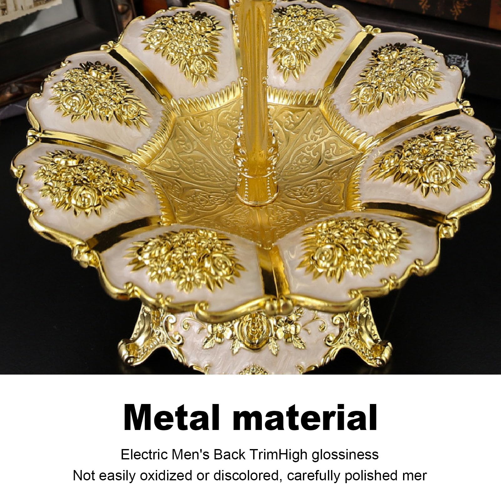 Hidyliu Alzata per Cupcake Elegante Espositore per Torta a 2 Livelli per Feste di Matrimonio in Lega Oro Argento (Oro bianco)